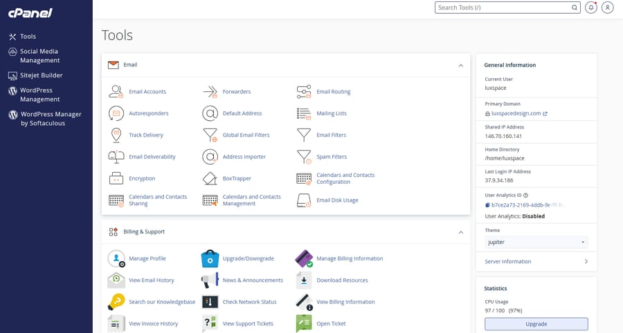 cPanel Dashboard
